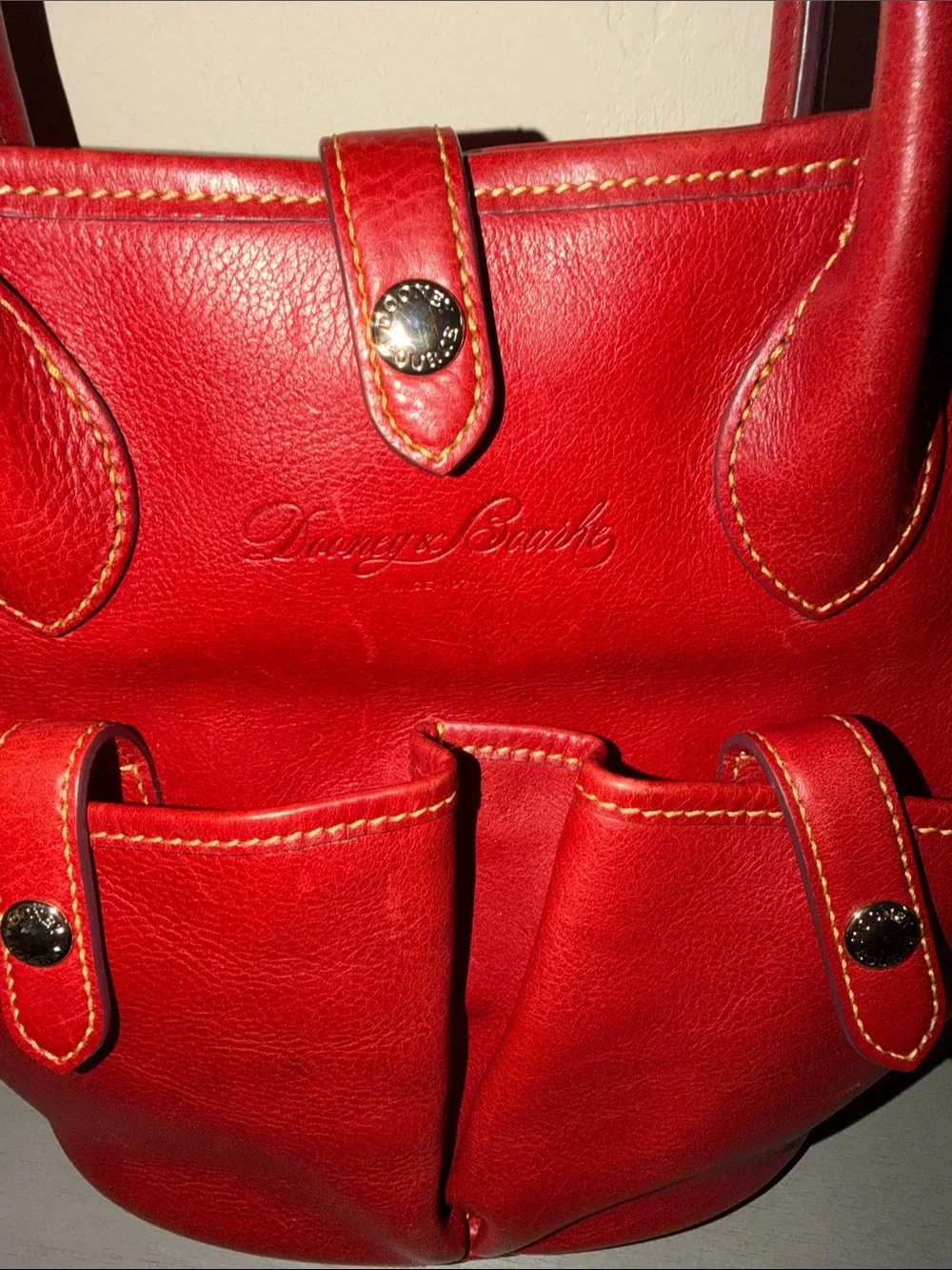 Dooney & Bourke Red Leather Pocket Tote